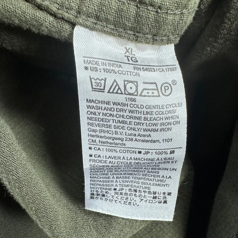 Banana Republic Corduroy Shirt Mens XL Extra Large Green Untucked Fit Fine Wale